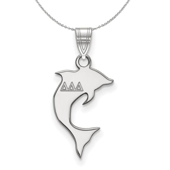 Sterling Silver Delta Delta Delta Small Pendant Necklace - 24 Inch - Picture 1 of 8